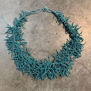 Intricate Teal Beaded Necklace